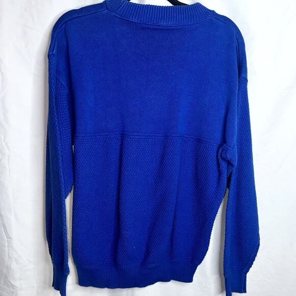 Vintage Winona Knits Mens Size Large Blue Embroidered Golfer Long Sleeve Sweater - Picture 3 of 7